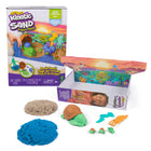 Kinetic Sand Project Planet Turtle Beach-14 OZ KINETIC SAND, TOOLS & FACT CARD: Comes with a grass rake, stork knife, 14oz blue & brown coloured sand & educational fact card! Keep play contained in the box & pack everything inside for easy storage!