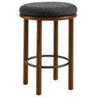 Modway Fable Boucle Fabric Counter Stools - Walnut Charcoal - Set of 2-Metal Stretcher