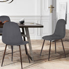 FurnitureR - Fabric Dining Chair - Grey - 4 Pack-Durable Construction: The metal tubes are finished to resemble wood, providing the warmth and charm of wood with the strength and durability of metal.