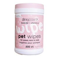 Dexypaws Aloe Pet Cleansing Wipes in Canister - Lavender & Vitamin E - 200 Wipes-200 Count 