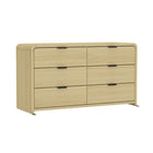 Manhattan Comfort Grace 60" Modern Double Dresser - Natural Oak/Black-Includes 6 Drawers with .75 Extension.