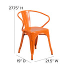 Flash Furniture Orange Metal Indoor-Outdoor Chair with Arms-Stacks up to 8 Chairs High