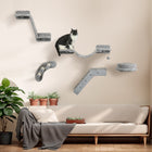 PawHut 5-Piece Cat Wall Shelf Set with Scratching Post and Ladder - Light Grey-Made of a P2 particleboard structure ensures stability 