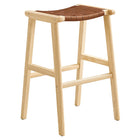 Modway Saoirse Leather Wood Bar Stool - Natural Brown - Set of 2-6