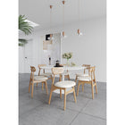 Manhattan Comfort Colbert 17.52" Industry Chic Upholstered Dining Chair - Nature and Oatmeal - Set of 4-Fine Natural Cane Made from Authentic Wooden Rattan
