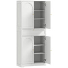 HOMCOM 72.4" H Tall Kitchen Pantry Cabinet with Doors - White-Fully closed storage keeps kitchen supplies organised and dust-free 