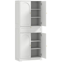 HOMCOM 72.4" H Tall Kitchen Pantry Cabinet with Doors - White-Fully closed storage keeps kitchen supplies organised and dust-free 