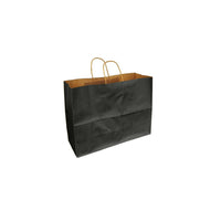 Eddie's Recycled Kraft Shopper Paper Bag - 16" W x 6" D x 12" H - Black - 250 Pack-100% recycled with at least 95% post-consumer fibres