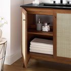Modway Soma 36" Bathroom Vanity - Walnut/Black-Rattan Weave Doors