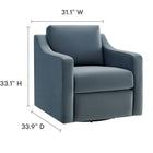 Modway Liora Performance Velvet Armchair - Cadet Blue-Removable Back and Seat Cushion