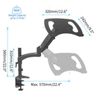 ShoppingAll Adjustable Laptop Mount Stand for Laptops Up to 17" - Black-This fully adjustable desk mount can be fixed by C-clamp or grommet installation on any working surface
