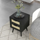 HOMCOM Boho Design Nightstand - Black - Set of 2-Assembly required