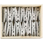 JAM Paper Wood Clip Clothes Pins - Medium - 1 1/8" - Silver - 50 Pack-Size: 1 1/8 inches