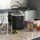 HOMCOM Ice Maker with Scoop Basket - Black-Warning indicators tell you when the ice is full and when you need to fill the water