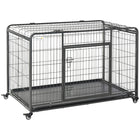 PawHut 49" Folding Heavy Duty Dog Crate - Grey-Wire and frame are made of sturdy metal for daily use<br> 