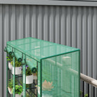 Outsunny Lean-to Mini Greenhouse with 3 Tier Shelves & 3 Roll-Up Doors - Green- Sloped roof design prevents water accumulation, protecting structure
 