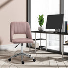 Vinsetto Armless Swivel Computer Desk Chair - Pink-Scallop shape with stitching creates a relaxed, stylish look