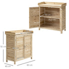 Outsunny Wood Garden Shed with Inner Shelf & Double Doors-Two-tier shelves organize tools, gloves, pots, and essentials  

