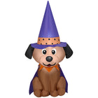 GEMMY Airblown Inflatable Halloween Dog with Witch Hat - 48"-Lights up with bright, energy-efficient LED light
