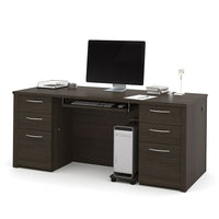 BESTAR Embassy 71" Executive Desk Kit, Dark Chocolate (60890-79)-Embassy offers numerous configuration possibilities for various uses.