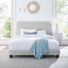 Modway Celine Channel Tufted Performance Velvet Queen Platform Bed - Light Grey-Solid Wood Legs