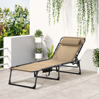 Outsunny Folding Lounge Chair - Reclining Tanning Chair with Adjustable Back-Breathable mesh provides better experience of comfort