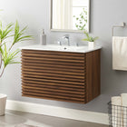 Modway Render 30" Wall-Mount Bathroom Vanity - Walnut/White-Wall-Mount Design