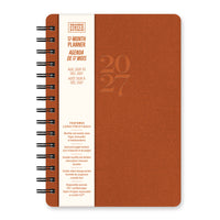 Orange Circle Studio 2027 Agatha Planner - 8-1/4" x 5-3/4" - Tawny Brown-Product features tabbed dividers and interior double-sided storage pocket