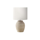 Monarch Specialties 17" H Contemporary Table Lamp - Beige Resin / Ivory / Cream Shade-Complete your decor with this 17"h table lamp in a chic beige resin, with a textured finish base in a ribbed design, perfect for accentuating any nightstand, end or side table, or office environment