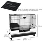 PawHut 28" H 2-Level Small Pet Cage with Slide-out Tray - Black-Platform and ramps are included for a fun and happy life 