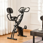 Soozier 3 in 1 Folding Exercise Bike w/ 8-Level Magnetic Resistance - Black-Includes a pair of tension rope to help better improve upper body strength 