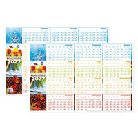 Day-Timer 2027 Flexible Erasable Seasonal Horizontal Wall Planner - 23-7/8" H x 36" W - Multicolour - Bilingual-Page size: 23-7/8" H x 36" W