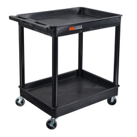 Luxor TC Series 2 Shelves Large Tub Cart, Black-Black