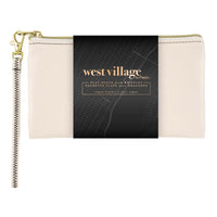 Mead  West Village Wristlet Pouch - Cream-Vegan Leather Construction: Smooth PU (vegan leather) exterior offers a polished, professional look with easy care durability