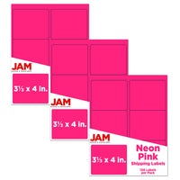 JAM Paper Mailing Address Labels, 3 1/3 x 4, Neon Pink, 3 sets of 120 (354328046g)-Size: 4" x 2"