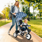 Qaba 6-in-1 Toddler Tricycle with Parent Push Handle and Cupholder - Light Blue-Rotatable baby seat for easy parent supervision while strolling 