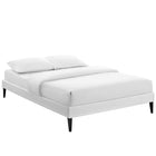 Modway Tessie Vinyl Full Bed Frame with Squared Tapered Legs - White-Ten Wood Support Slats