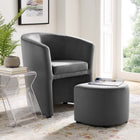 Modway Divulge Performance Velvet Arm Chair and Ottoman Set - Grey-Tuck Away Storage Ottoman