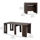 HOMCOM 23.6"-70.9" Rectangular Extendable Dining Table for 6-8 - Dark Brown-These panels can be placed under the table when not in use