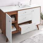 Modway Transmit 48" Single Sink Bathroom Vanity - Walnut/White-Particleboard and Walnut Grain Veneer