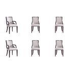 Manhattan Comfort Grand 22.5" Traditional Faux Leather Upholstered Dining Chairs - Light Grey - Set of 6-Traditional 6-Piece Dining Chair and Armchairs for Dining Use