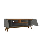 Manhattan Comfort Marcus 62.99" Mid-Century Modern TV Stand - Greige and Nature-Includes 5 Fixed Shelves