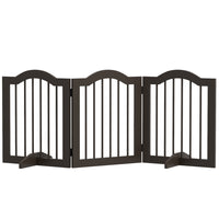 PawHut Freestanding Pet Gate with 2 Support Feet - Coffee-Made of MDF, robust gate 
