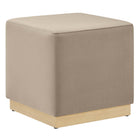 Modway Tilden 17" Square Performance Velvet Upholstered Ottoman - Taupe/Natural-Performance Velvet Upholstery