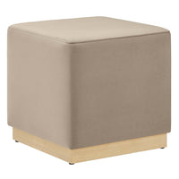 Modway Tilden 17" Square Performance Velvet Upholstered Ottoman - Taupe/Natural-Performance Velvet Upholstery