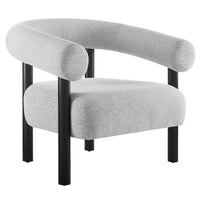 Modway Sable Upholstered Fabric Armchair - Light Grey Black-Rounded Open Profile