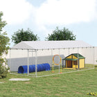 PawHut 20' L Outdoor Dog Kennel with Waterproof Cover - Silver-Water and UV-resistant roof keeps pets cool, dry, and protected from the rain 