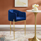 Modway Savour Tufted Performance Velvet Bar Stool - Navy-Stain-Resistant Performance Velvet