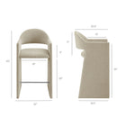 Modway Talia 41" Upholstered Fabric Bar Stool - Linen-Curved Back Barrel Design