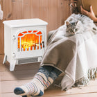 HOMCOM 14" 750/1500W Freestanding Electric Fireplace Heater - White-Two heating modes of 750W and 1500W can meet every heat demand 